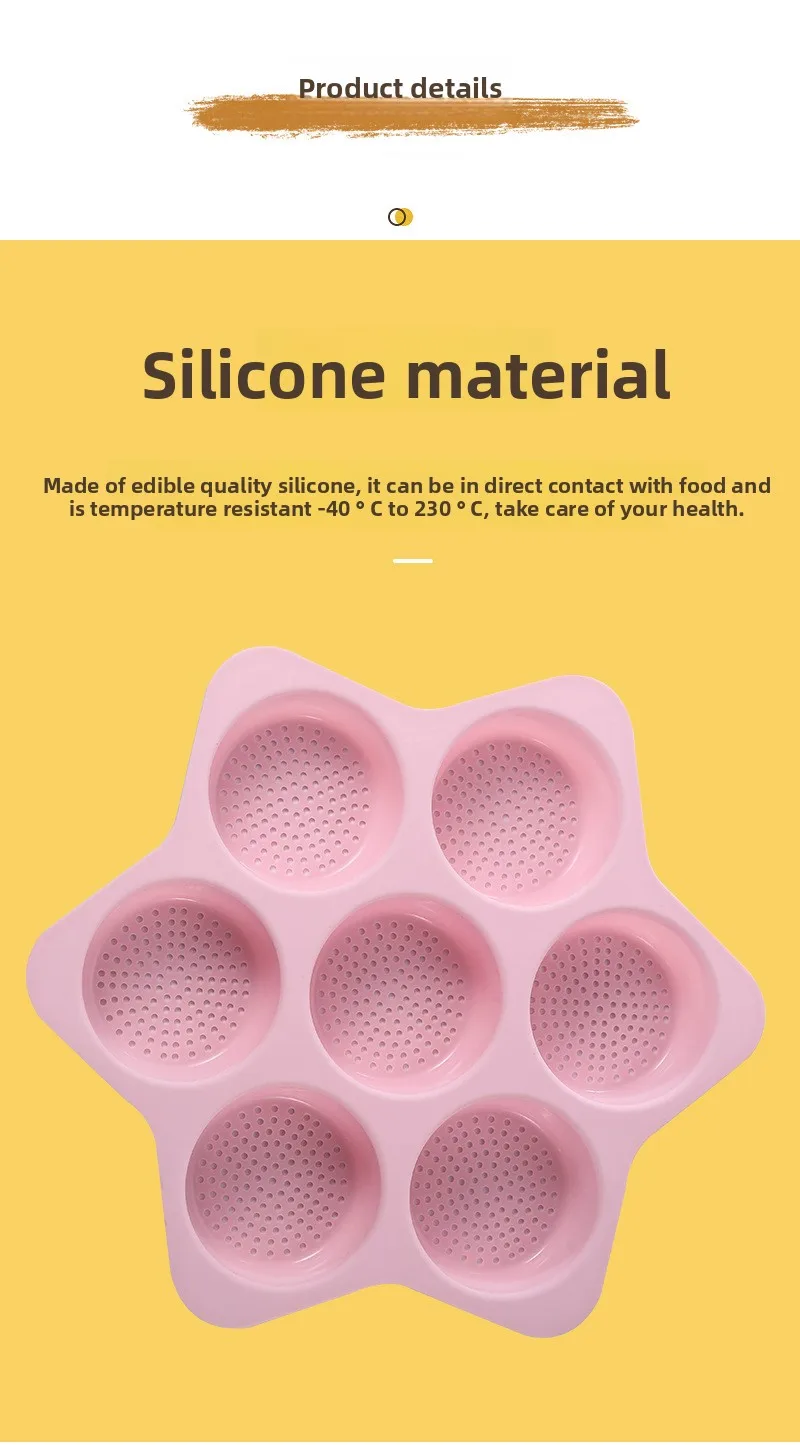 7-Hole Silicone Bread Mold with Breathable Hollow Burger Mold Silicone Burger Baking Sheet for Cake Tools factory