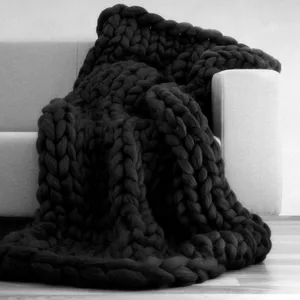 Hot Sale Knitted Weighted Blanket  Super Soft Chunky Knitted Weave Blanket for Winter