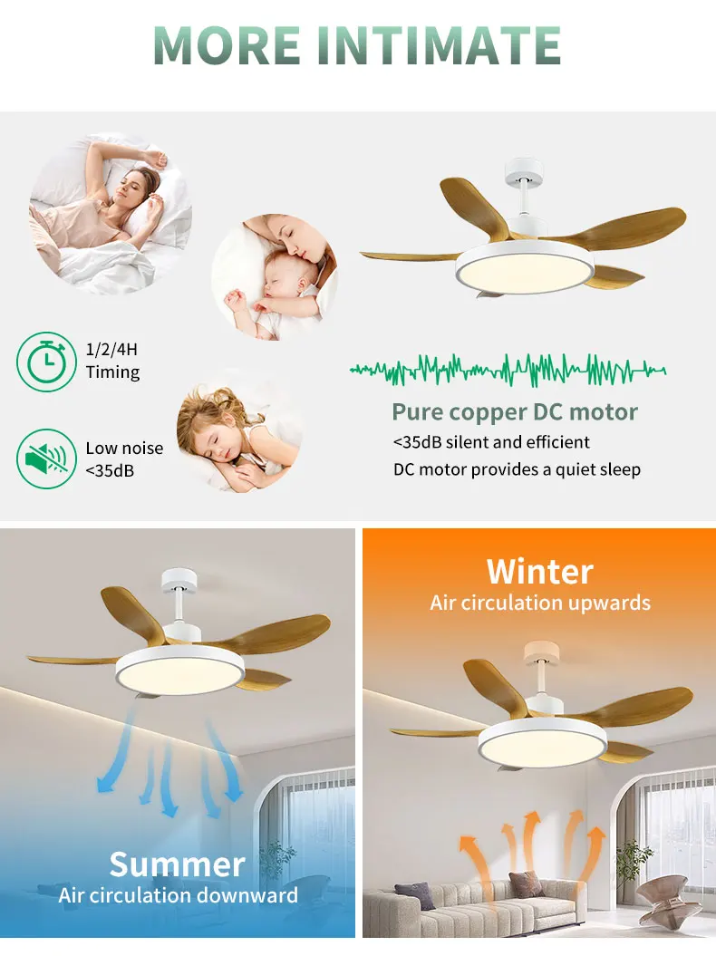 AC DC Motor White Light Hotel Chandelier Light for High Ceilings Fan HC574