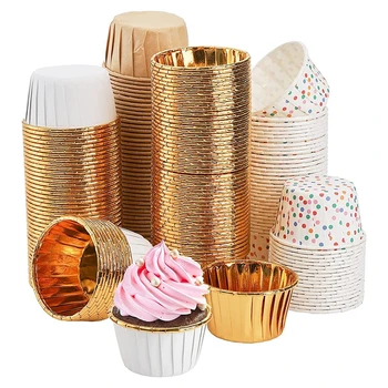 Food Grade Paper Muffin Cake Cup Kraft Paper Baking Mold Rolling Mouth Cupcake Liners