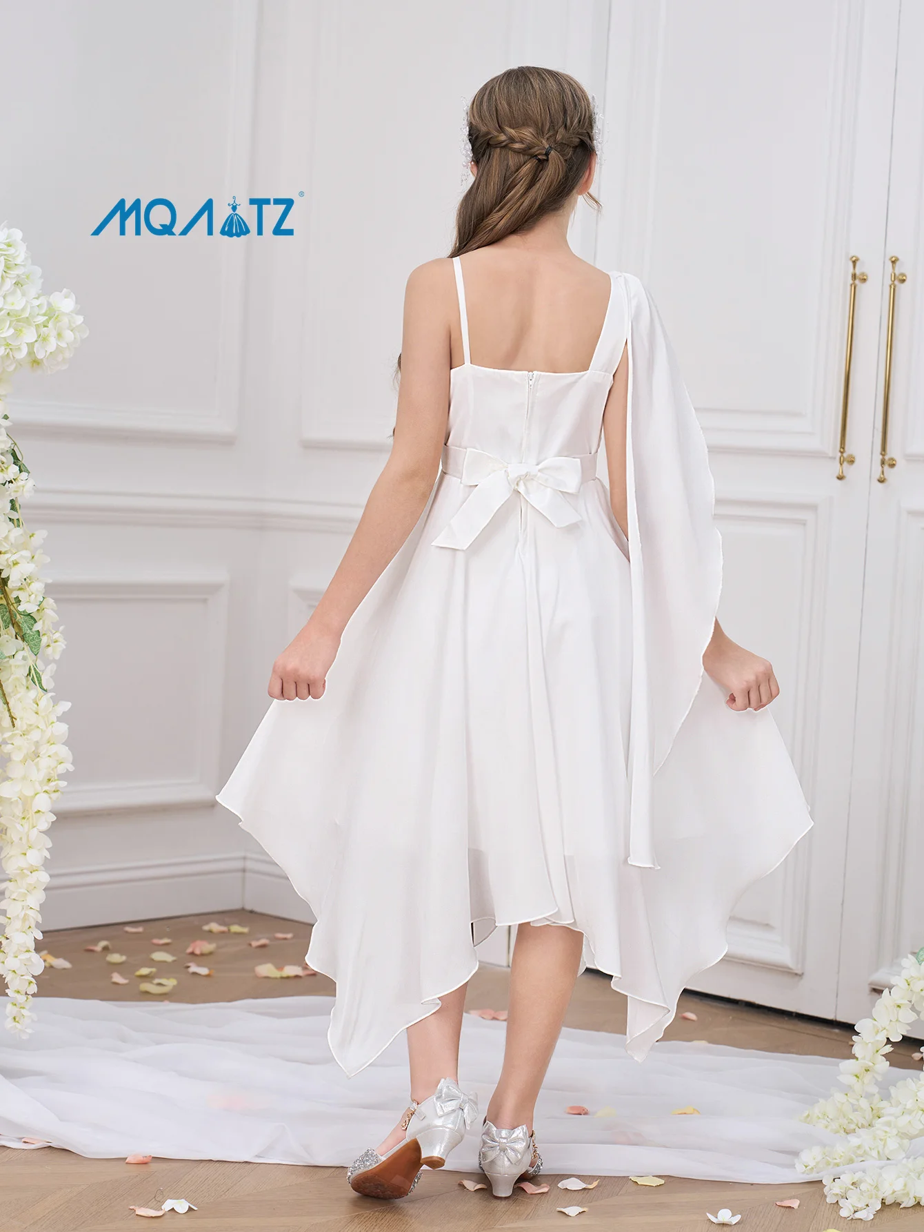 MQATZ New Design White Wedding Dress for Girls Teen Prom Dresses Birthday  Frock Children Big Girls Elegant Dresses ALP-0098