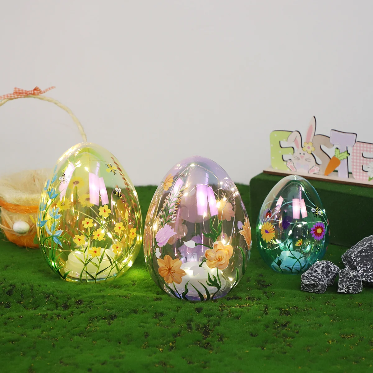 easter crafts and decorations artificial glass hand painted easter egg lamp table decoration