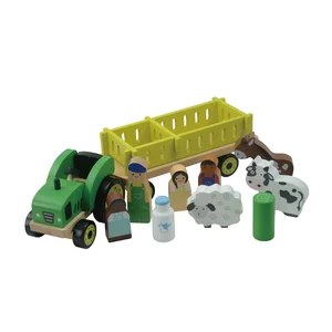 Unisex Montessori Educational Pretend Play Set Nontoxic Wooden Tractor Toys for 2 4 Years Fun Preschool Car Toys for 18 Months+