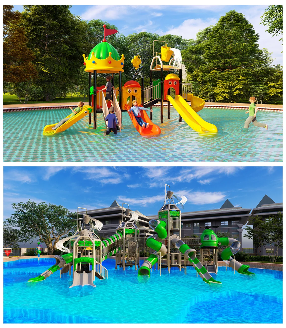 Outdoor Children's Water Play Set Parent-Child Park Combination Slide ...