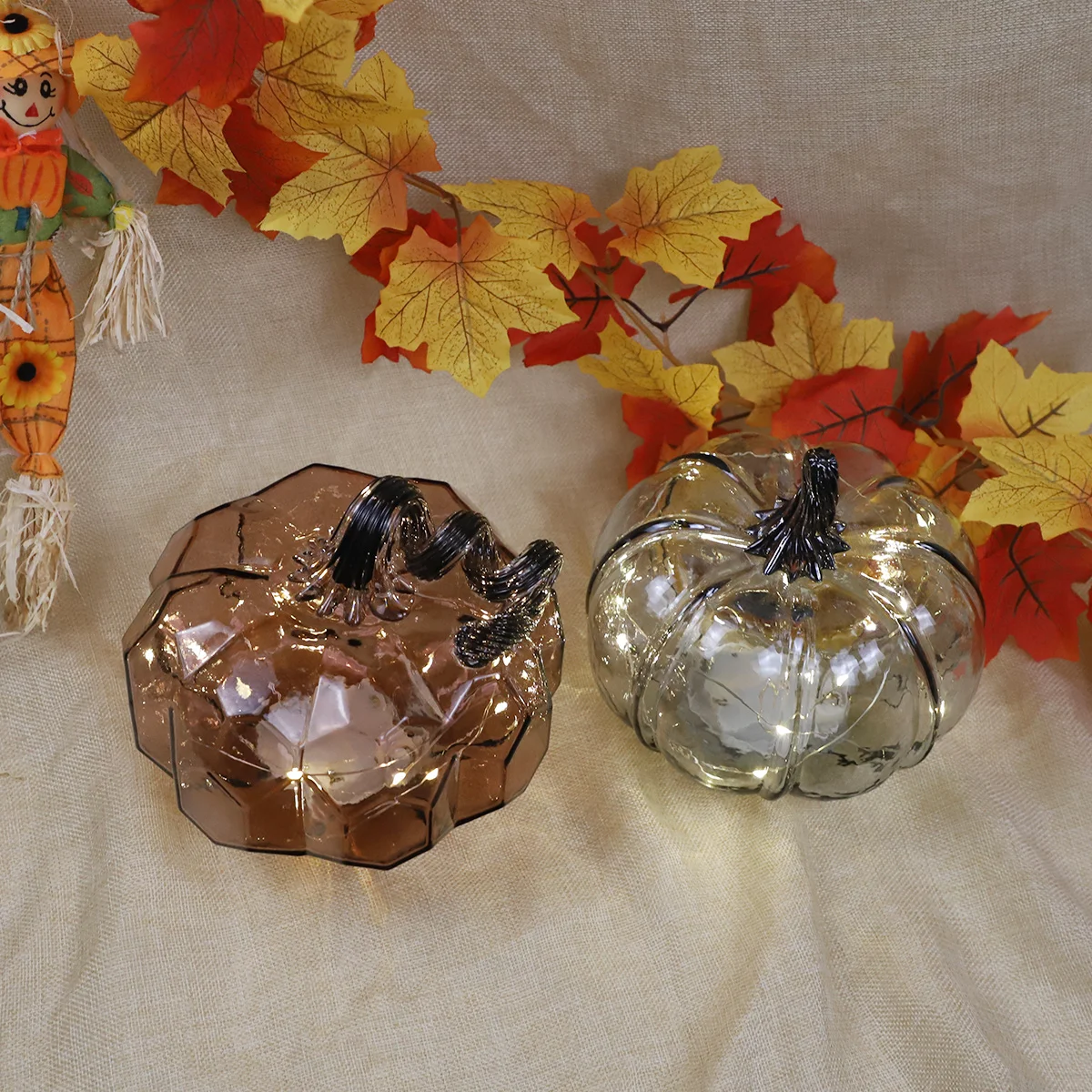 blown glass pumpkin artificial accesorios halloween decorative pumpkins collectible fall decorations for home