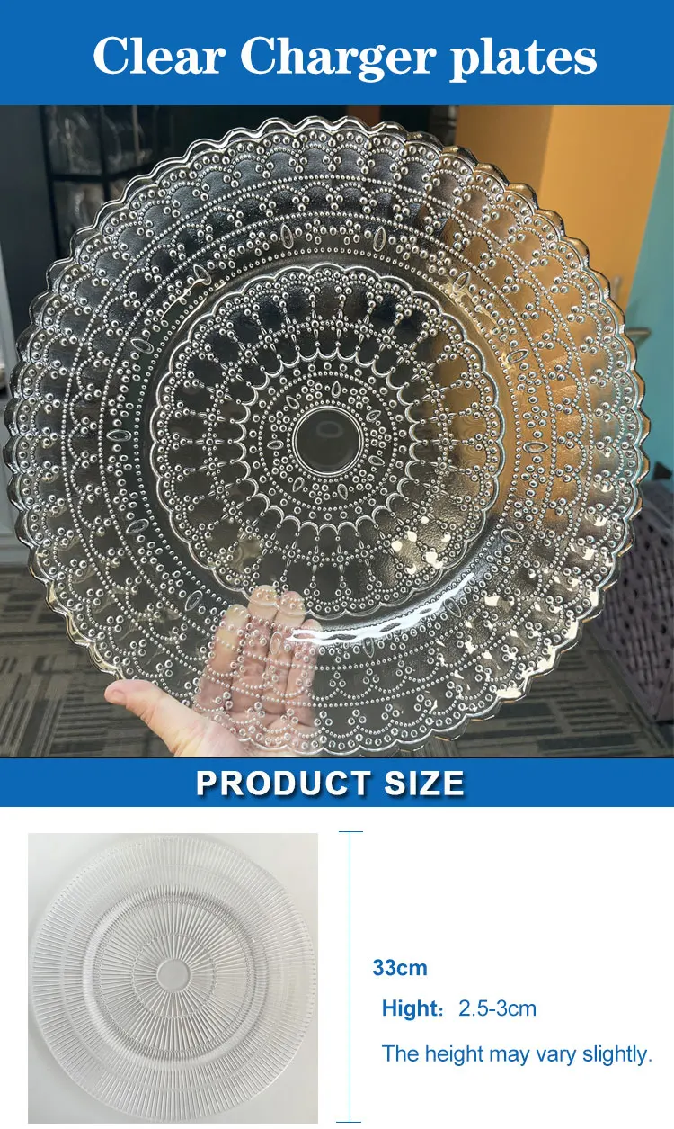 Clear Glass Charger Plates For Wedding Decoration,Highend Outdoor