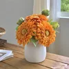 Jarrón de cerámica con diseño en espiral y 3 girasoles Teddy.