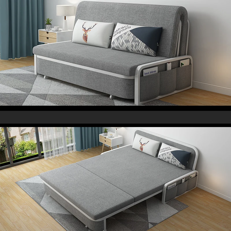 Modern Wooden Folding Chair Sleeper Three Seat Sofa Bed Living Room