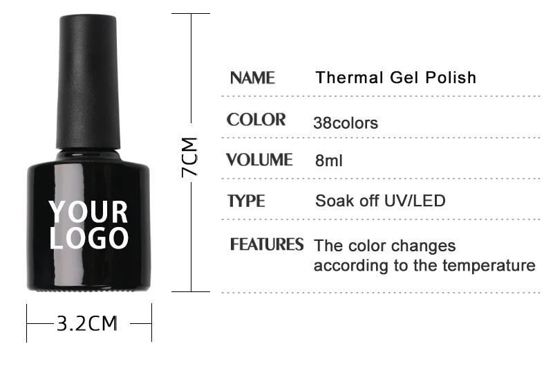 Hs 38 Colors Thermal Gel Nail Polish Private Label Soak Off Uv
