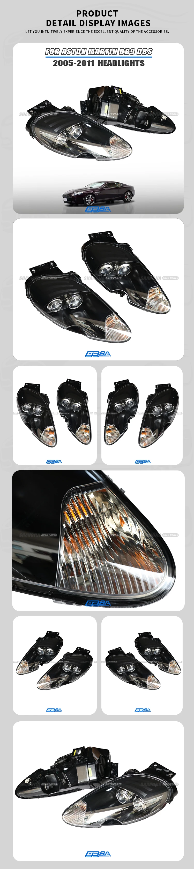 Hot Sale Original Used Headlight For Aston Martin DB9 DBS 2005-2011 4G43-13W029-AD 4G43-13W030-AD details