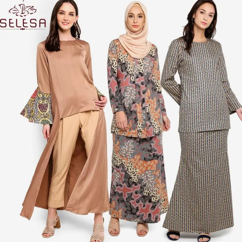 Pakaian Wanita Muslim Most Beautiful Custom Digital Print Islamic Abaya Clothing Wholesale High Quality Chiffon Silk Baju Kurung