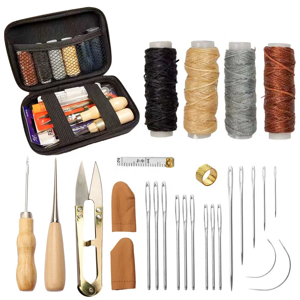 Kit Couture Cuir 39 Pièces - Aiguilles, Fil Ciré, Alênes - Parfait Réparation Sièges, Sacs, Bricolage - 3