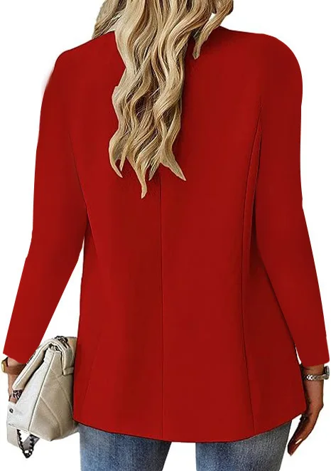 Hot Selling Women's Large Size Solid Color Long Sleeve Office Blazers Suit Business Small Suit Jacket