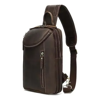 2023 fashion Custom LOGO Vintage Pure  Pack Bag  Charging Port Men's Bags USB Charging Anti-theft Chest men's bag