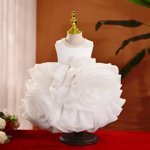 Girls' Princess Vest Dress Spring 2026 Polyester Summer Puffy Yarn Rose Embroidered Large Children's Clothing