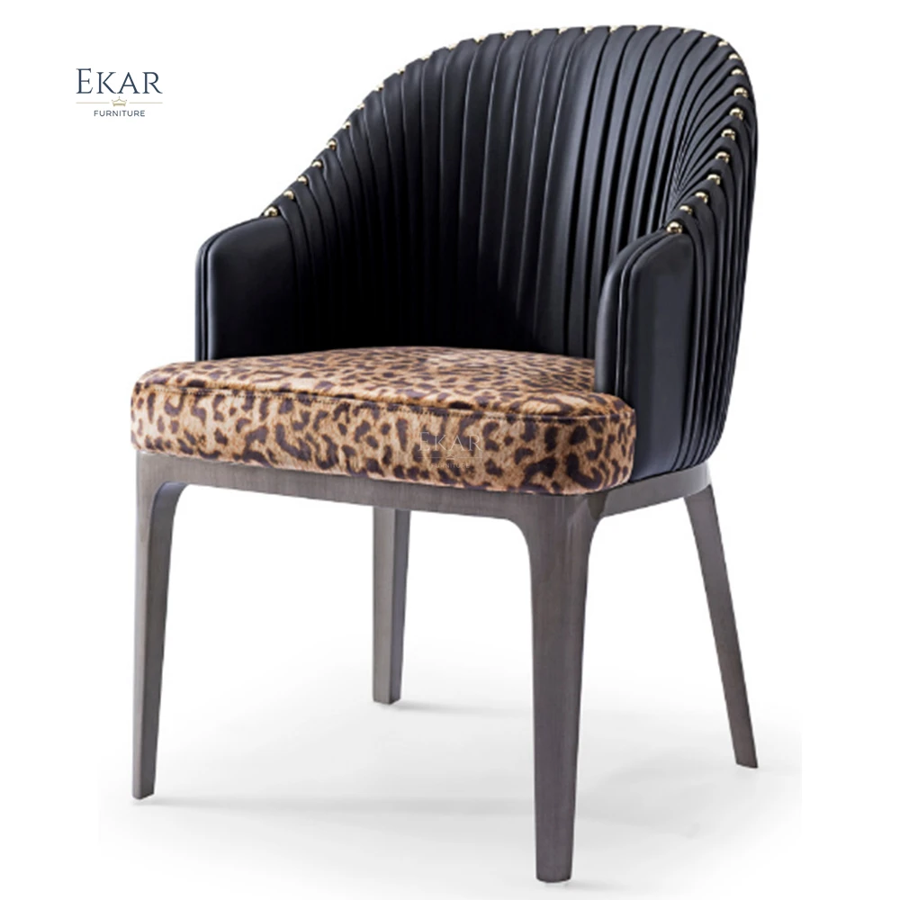 Ekar Furniture Italian Modern Leather Dining Chair with Armrests