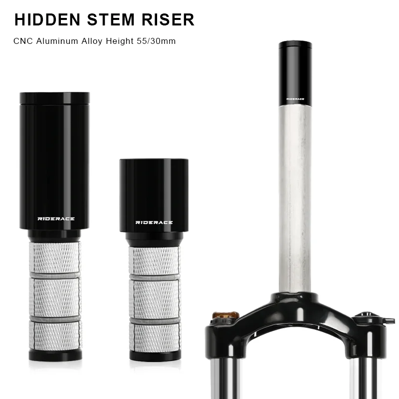 RIDERACE Bicycle Handlebar Stem Height Extender 1-1/8" (28.6mm) Alloy Fork Hidden Riser MTB Road Bike Fork Stem Extension Stem
