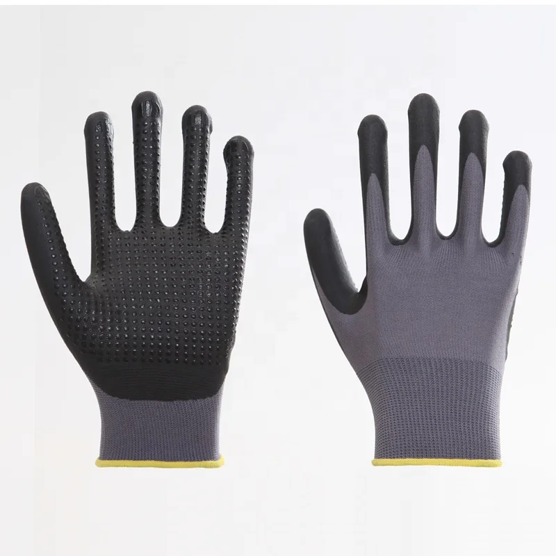 Hyflex Cdsafety 13 Gauge Knitted Grey Nylon Coated Black Nitrile Glove