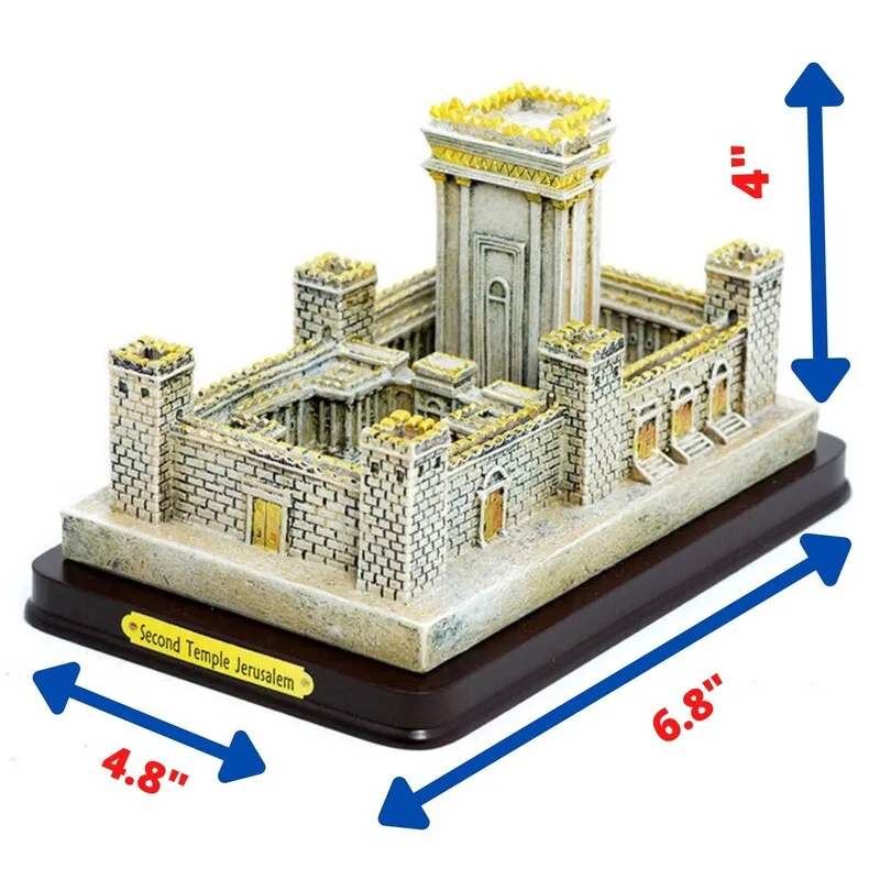 product wholesale custom vintage structure judaica gift polyresin engrave silver color coated jerusalem resin holy second temple model-3