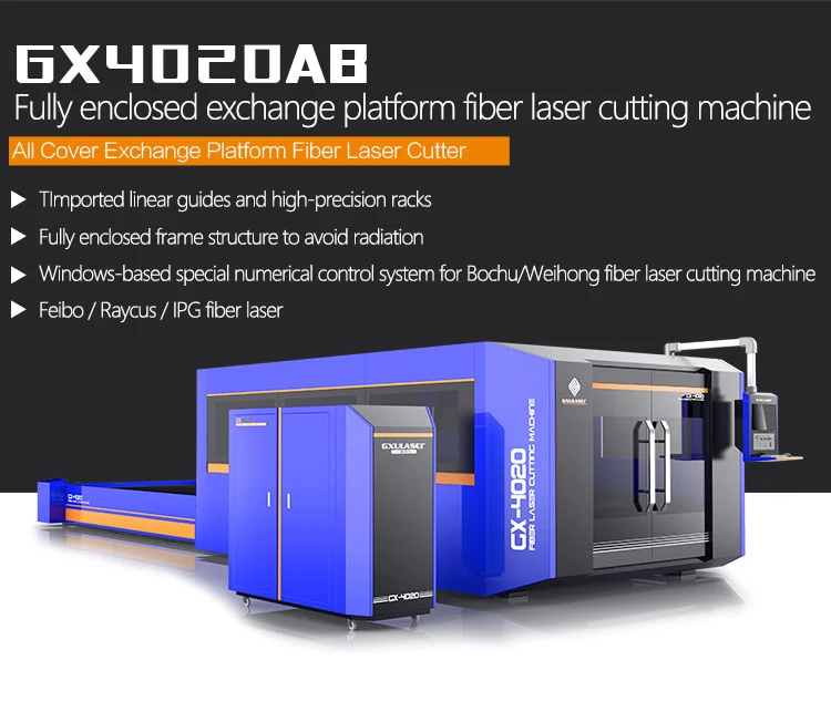 GX-4020AB All Cover Exchange Platform Fiber Laser Cutter