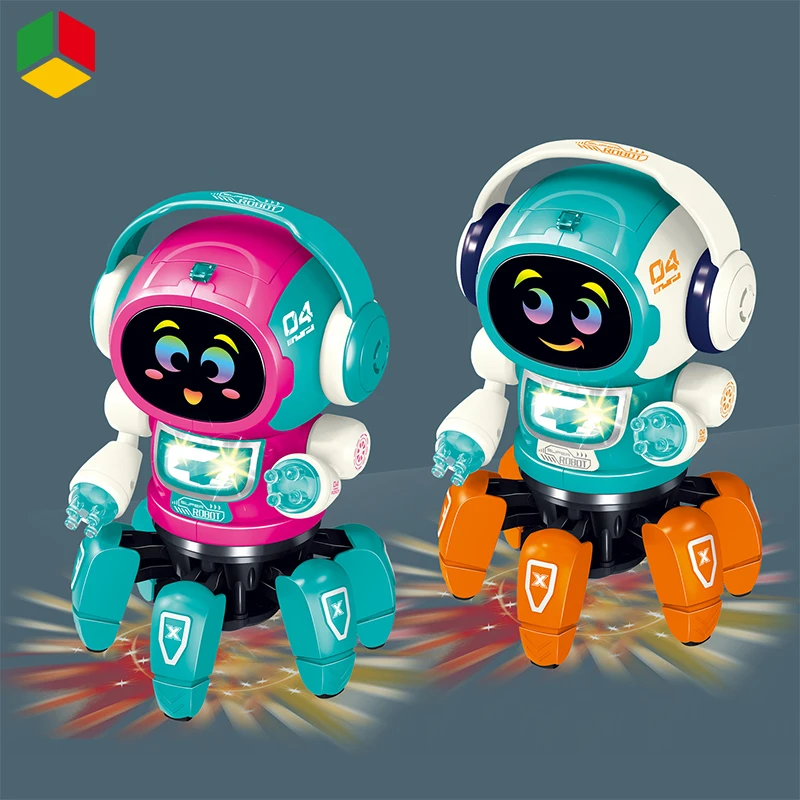 QS 2023 New Design Remote Control Mini Robot Toys Educational Electric Infrared Rotate Dancing Earphone Robot Toys for Kids