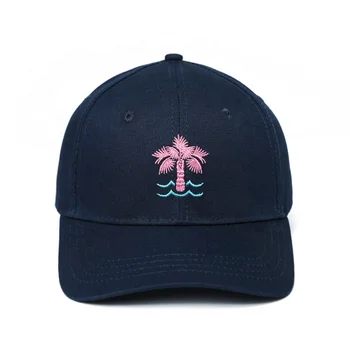 Customized Factory Price Twill Cotton Cap with Embroidered Coconut Tree Logo 6 Panel Baseball Hat