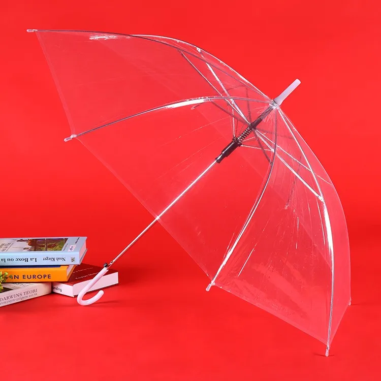 PVC Clear Wedding Umbrellas Auto Open Windproof Clear Kids Umbrella Transparent Large Clear Stick Bubble Umbrella