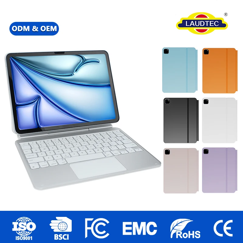 Funda teclado magnética plegable inalámbrica, delgada y fabricada en aleación de aluminio, con touchpad integrado, compatible con iPad de 10.ª generación (10,9 pulgadas) y iPad de 11.ª generación (11 pulgadas)