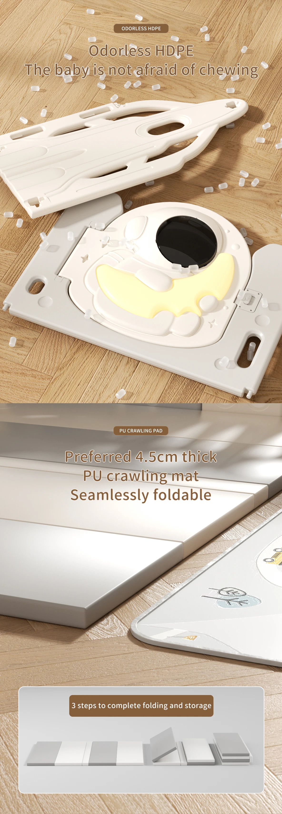 Children Foldable Plastic square Indoor with Gate Folding Play Yard Large Acrylic Safety Fence for Baby Kids' Playpens details