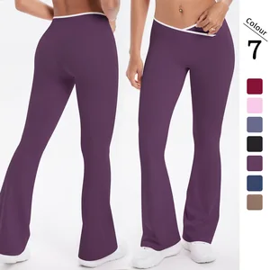 High Quality Elastic Waist Yoga Pants with Customizable LOGO Casual Sports Running Fitness Wide Leg Solid Pattern Yoga Pants
