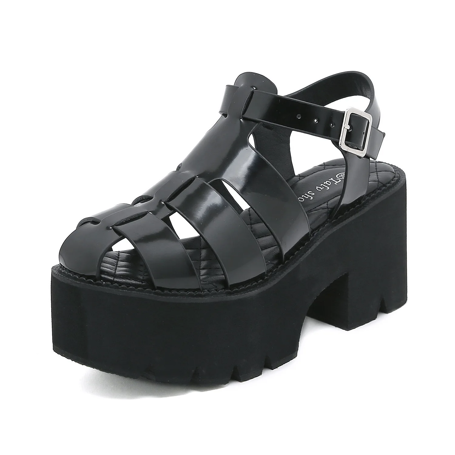 Busy Girl YD4805 Black Women Sandals - Punk Goth Style