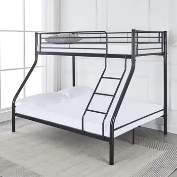 Modern Hot Selling Black Metal Bunk Bed Simple Bedroom Apartment School for Adult Use