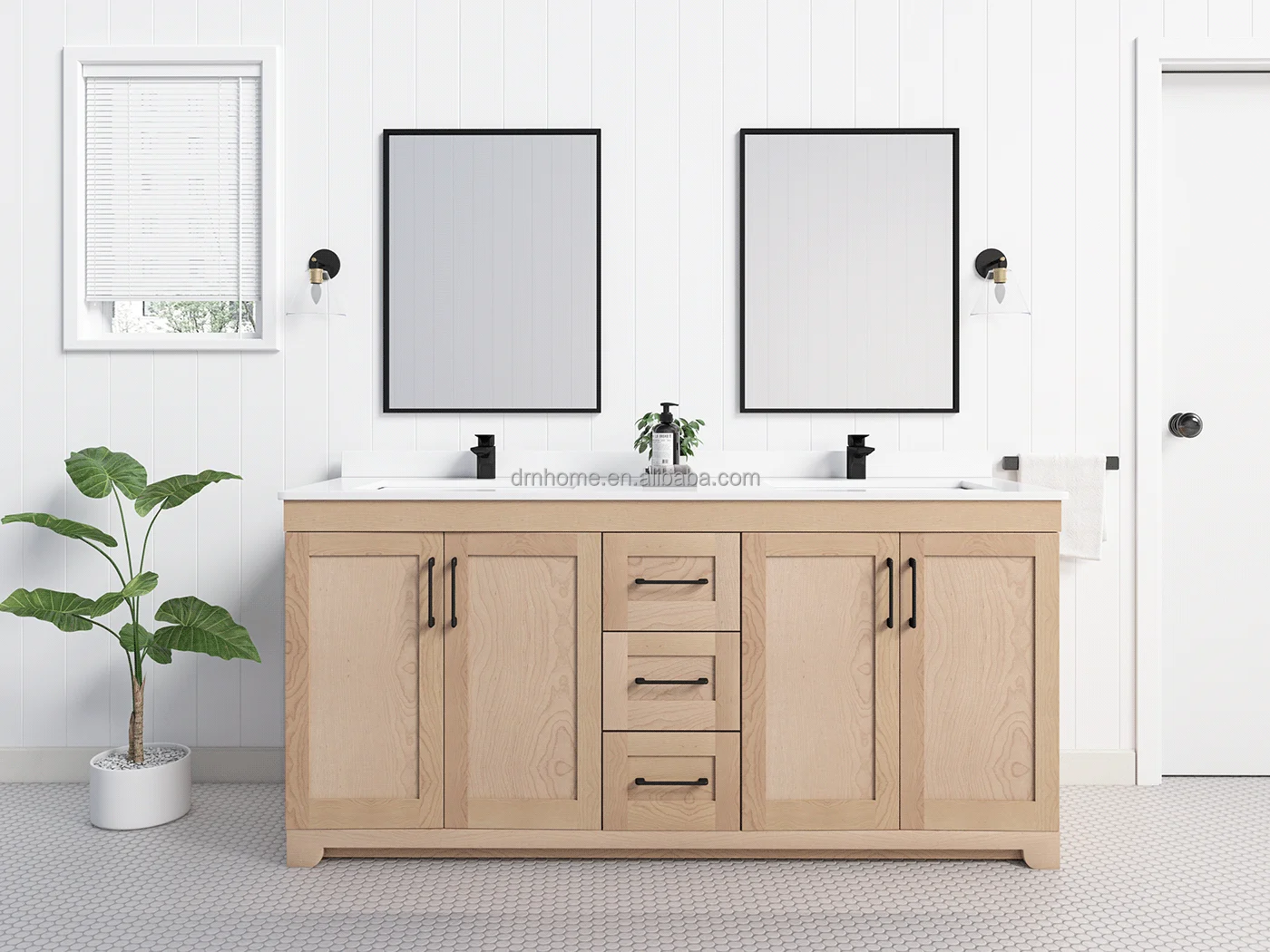 Dorene Modern Bathroom Vanity with Panel Wood Style Plywood Carcase and ...