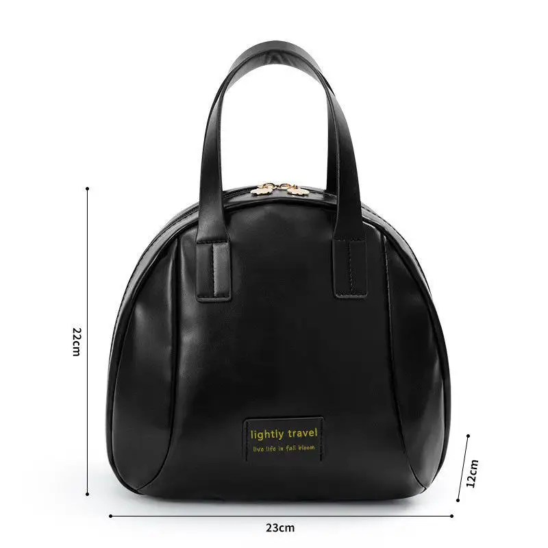 Stylish Fashion Women's PU Double Handle Letter Cosmetic Bag Zipper Large Capacity Skincare Toiletries Travel Storage Organizer