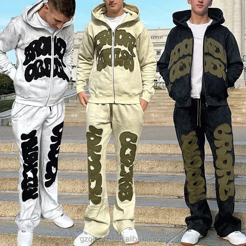 Qianshi Custom Oversized Sweatsuit Cotton Tracksuit High Quality