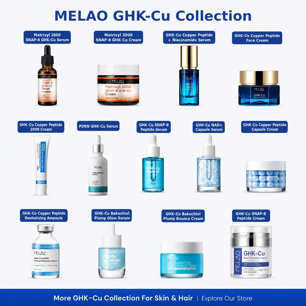 matrixyl vs ghk cu Private Label GHK-Cu SNAP-8 3000 Copper Peptide Serum Anti Aging Wrinkle Firming Blue Copper Peptide Face Serum OEM ODM Multi peptide