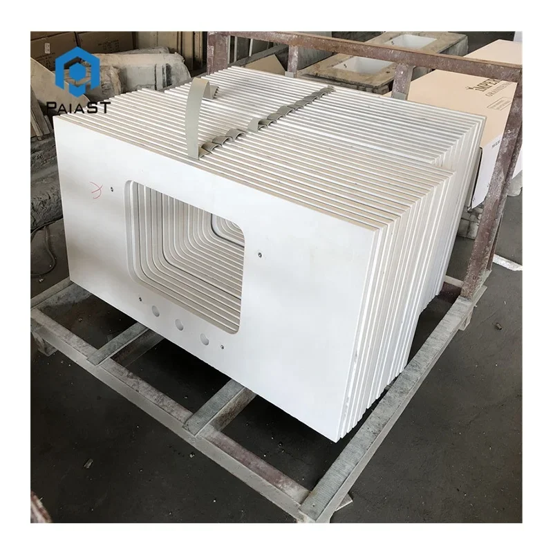 أسطح مطبخ من الحجر الاصطناعي الأبيض عالي الجودة، أسطح طاولات من الحجر الاصطناعي الممتاز