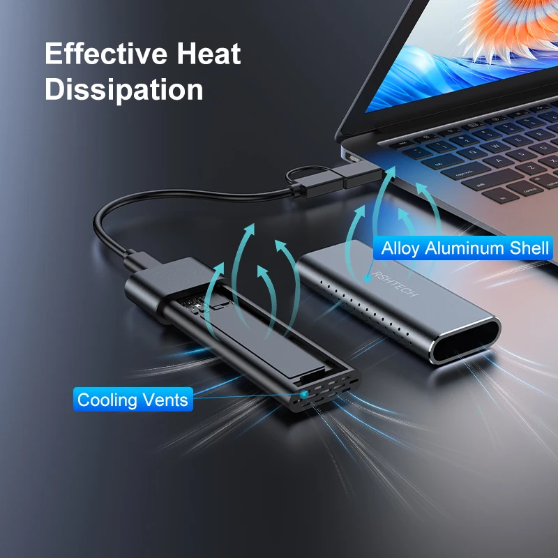 RSHTECH SSD Enclosure 10gbps Nvme Pcie AHCI Dual Protocol