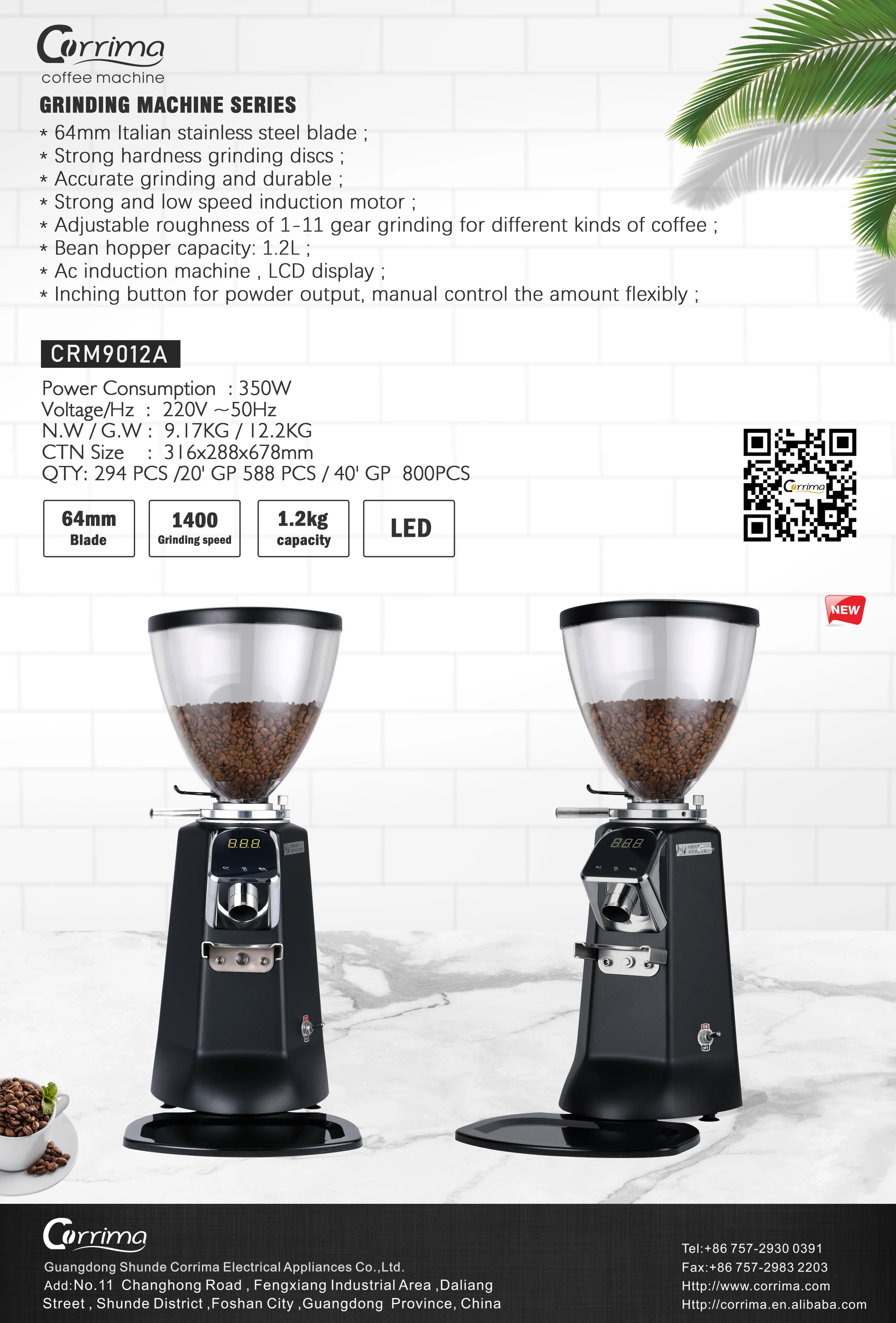 64mm Stainless Steel Flat Burr Professional Coffee Grinder With Auto Does Setting Buy Coffee 2976