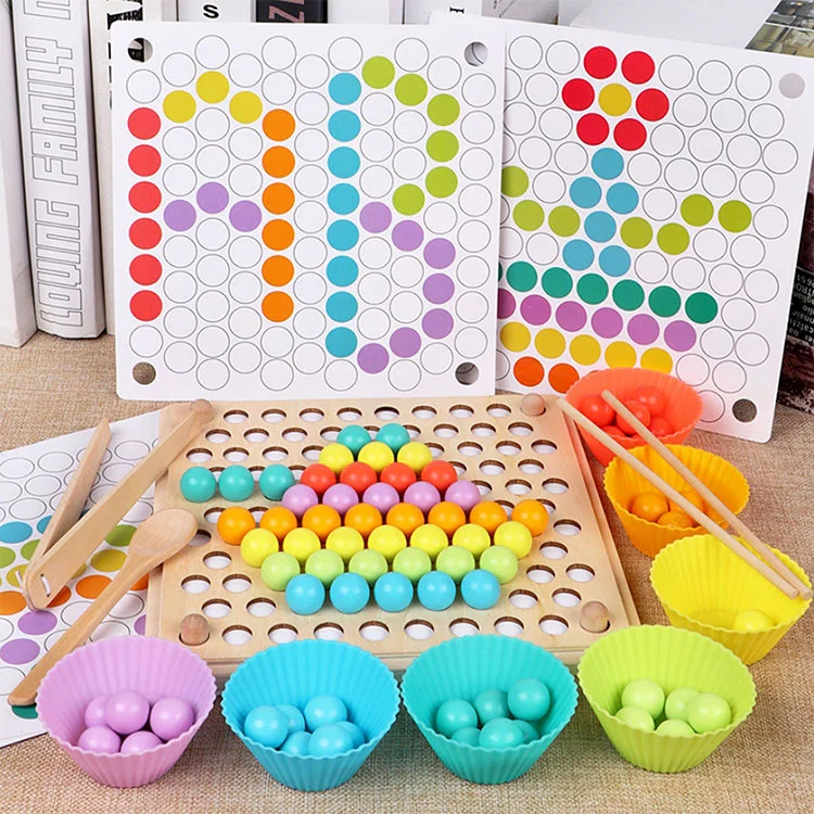 Early Educational Toy Hands Brain Training Clip Beads Puzzle Board Math Game Baby Montessori Wooden Toys