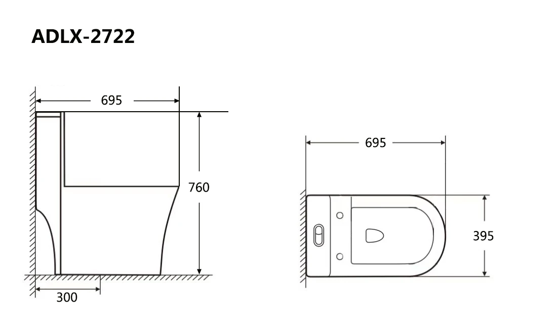 AIDI Modern Design Siphonic S-trap 300mm Bathroom Water Closet Ceramic One Piece Toilet details