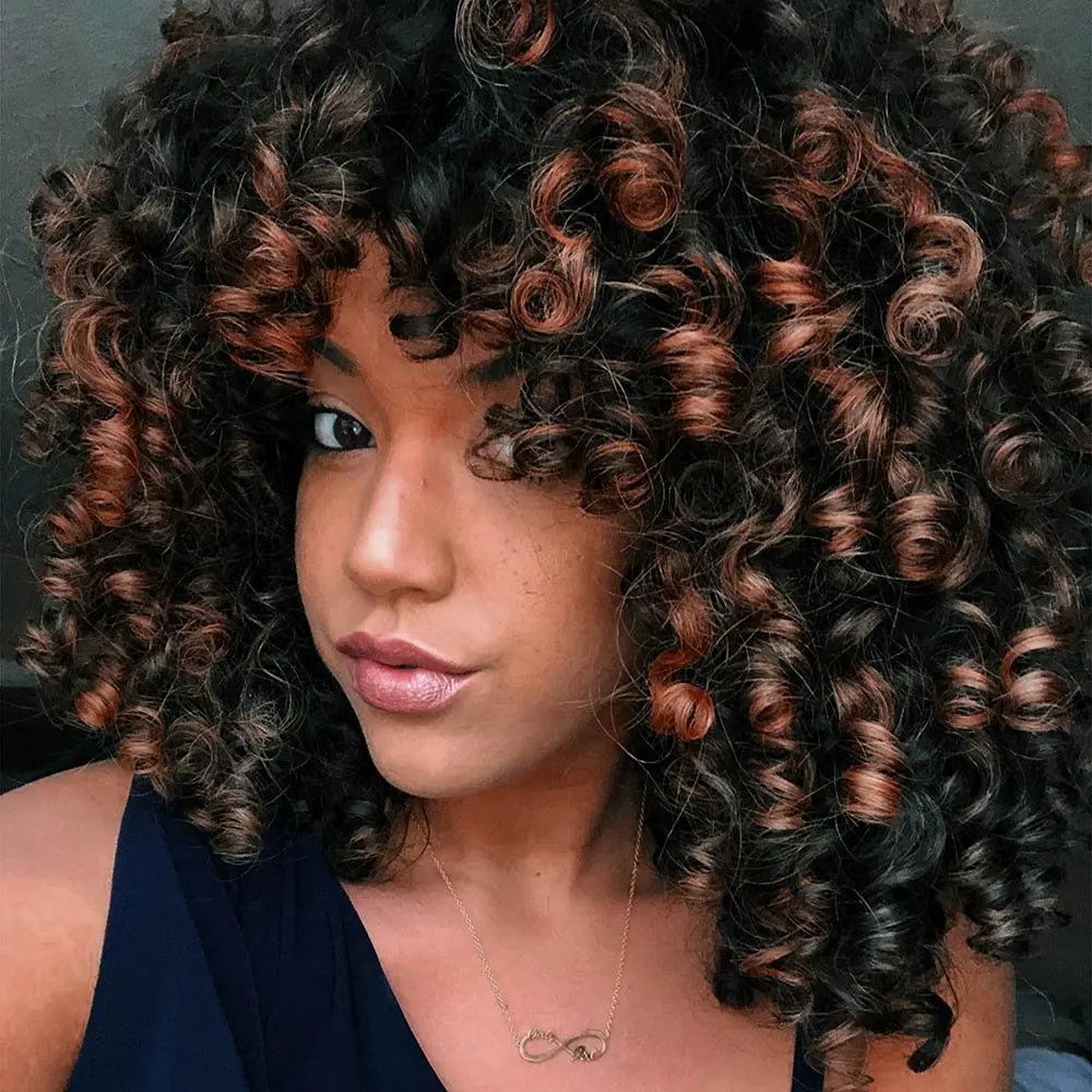 Wholesale Supplier Bangs Big Hair Ombre Brown Short Wigs Black Women Curly  Synthetic Wig Sale Kinky Natural Afro Wigs - Buy Ombre Brown 2 Tone Color  Natural Straight Heat Resistant Synthetic Hair