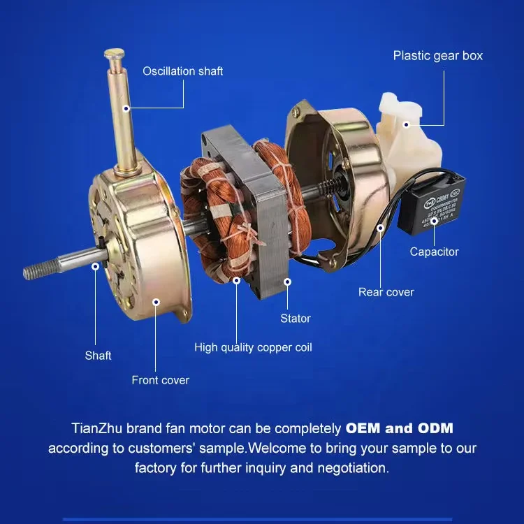 Factory Direct Price Box orbit Wall Stand Table Fan Motor AC 220v 65w Industrial Spare Parts Pedestal Stand Fan Coil Motor