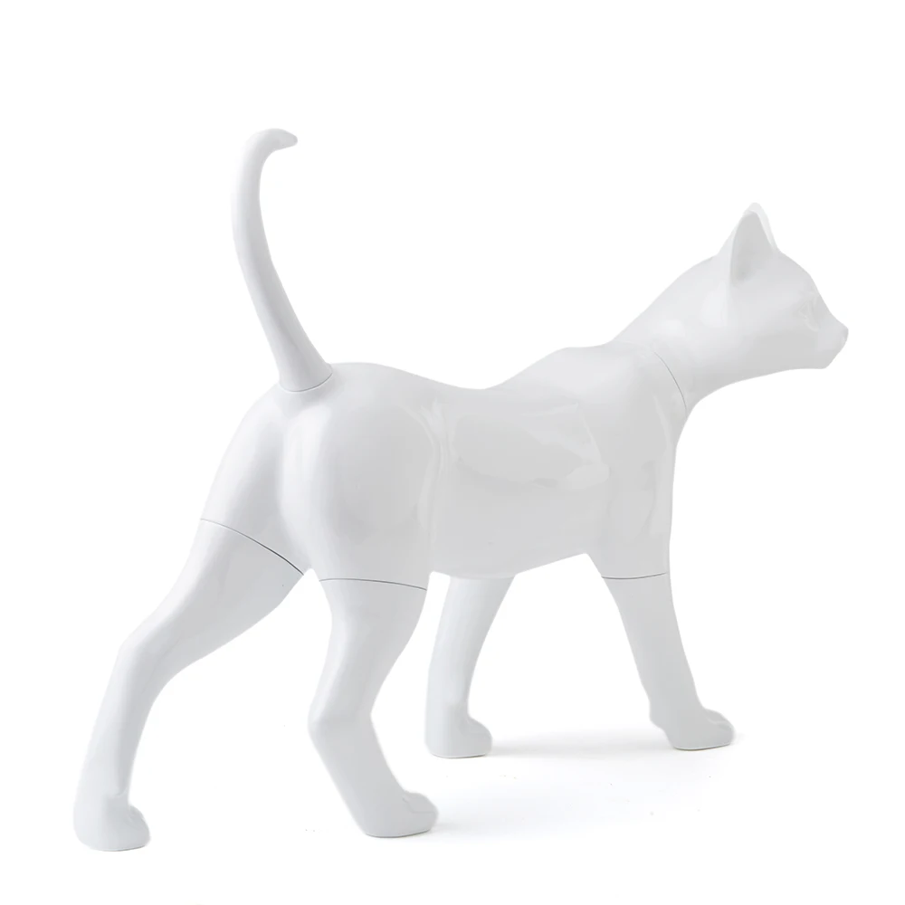 KITTY Cat Model Window Display Cute Pet Props Display Stand Glossy White Full Body Fiberglass Cat Mannequin Cat Model     n