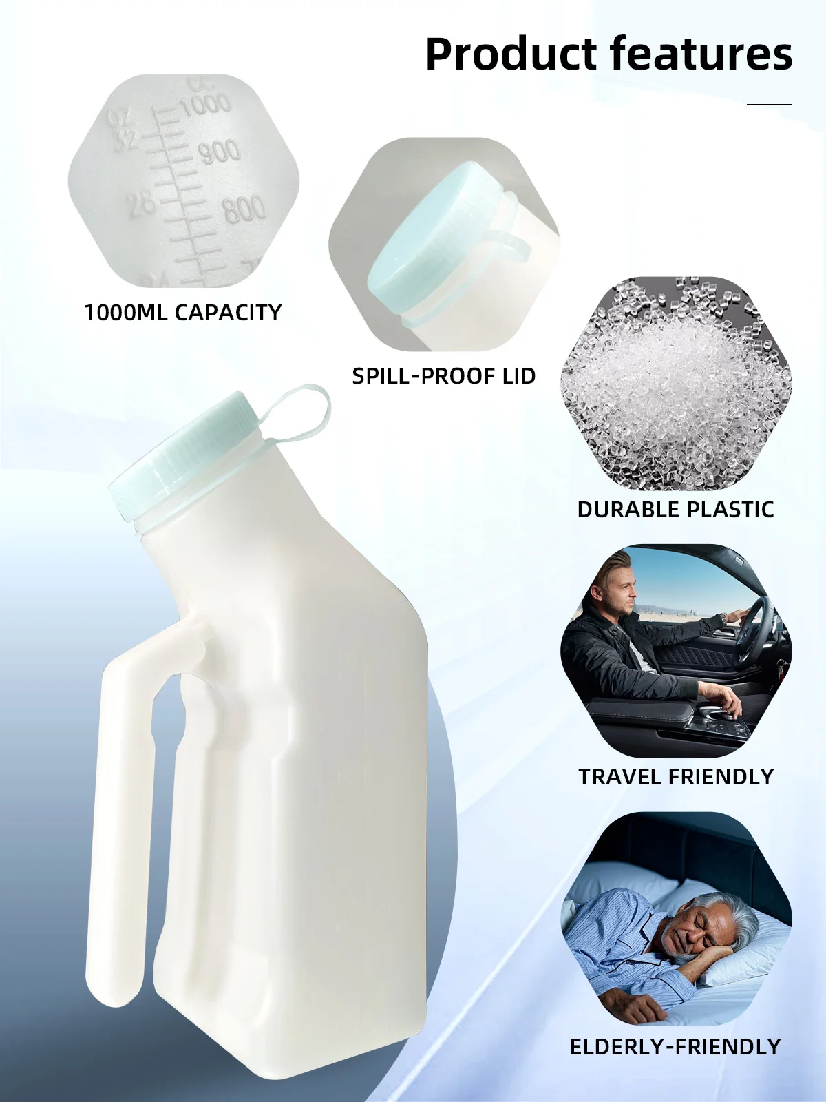 Wholesale Plastic Eco-Friendly Portable Pee Bottles Urinals for Men 10 - product detail 3
