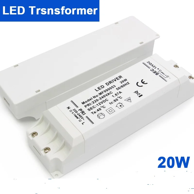 High Quality 20W LED Bulb Driver AC230 to DC24V Covert Constant Voltage for LED Strip and Panel Light 12V/24V Output