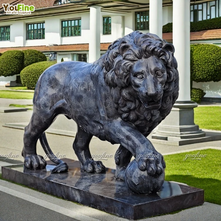 Outdoor Life Size Bronze Animal Garden Sculptures Antique Brass Lion Statue