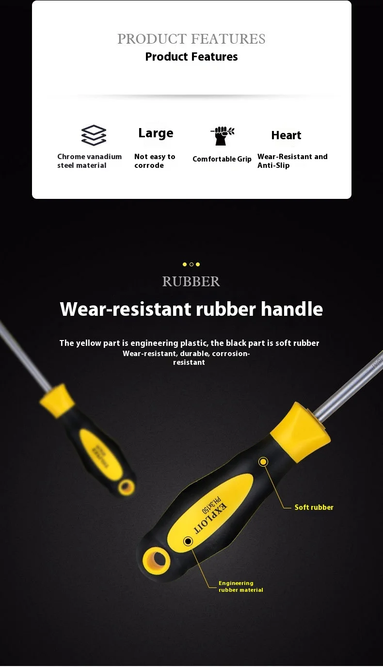 EXPLOIT Industrial Long Handle Cross Screwdriver Slotted Design Plastic ...