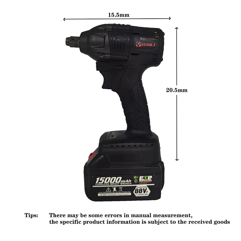 Tool Set 88V 4000Mah Li-Ion Battery Cordless 1 Inch Impact Power Wrench