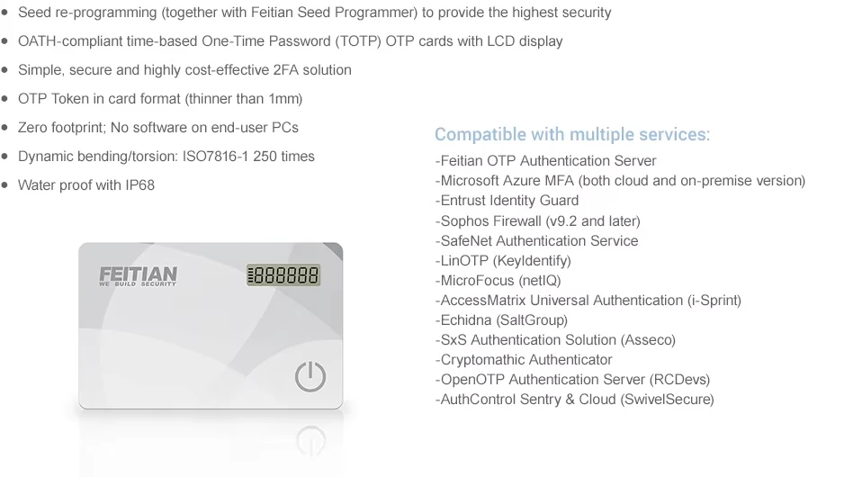 Feitian VC-200L One Time Password OTP Card with LCD Screen
